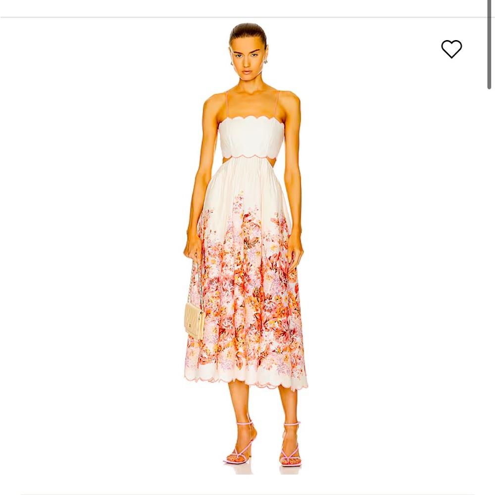 Zimmermann Cream Floral Strapless Midi Dress